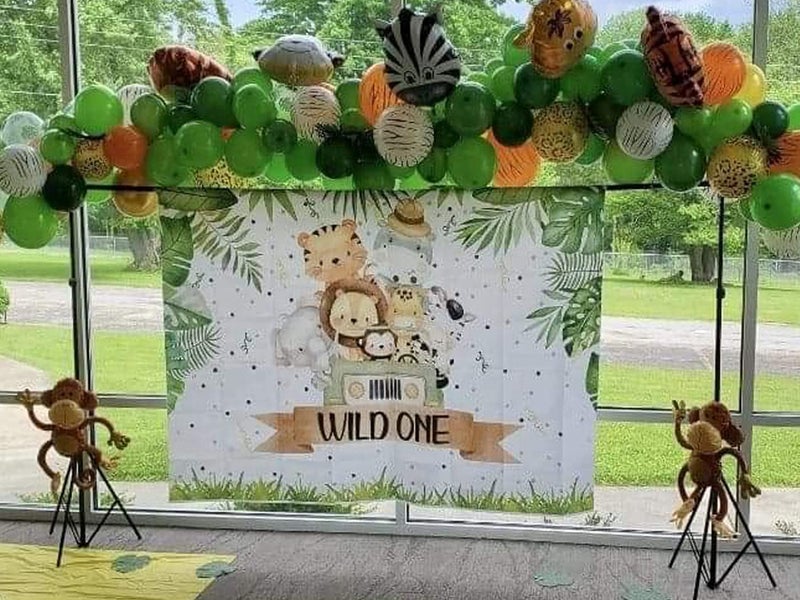 Avezano Wild One Birthday Backdrops Safari Theme First Birthday Party Background Decorations Tropical Jungle Animals 1st Birthday Party Banner Supplies(7x5ft) - Image 5